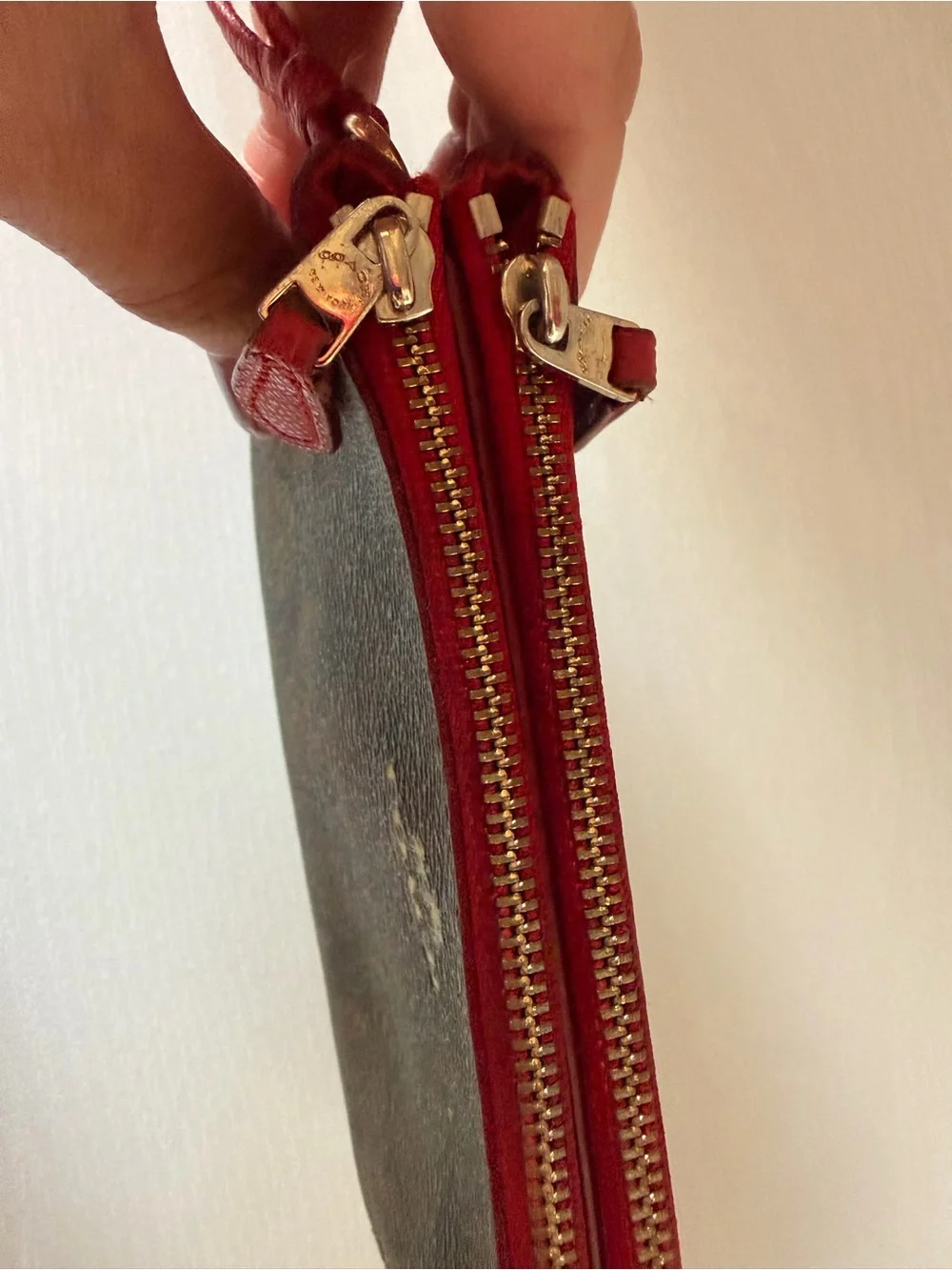 Coach Double Corner Zip Wristlet Signature  Coated Canvas.